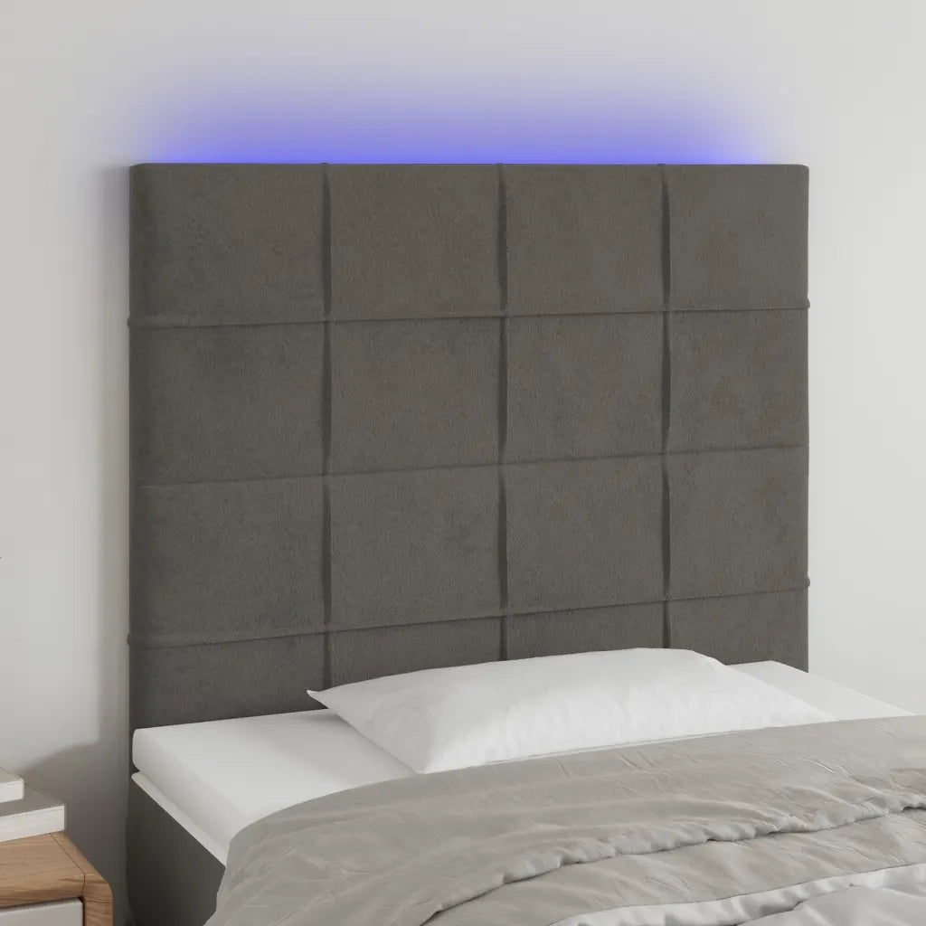 Testiera | Testata a LED Grigio Scuro 90x5x118/128 cm in Velluto