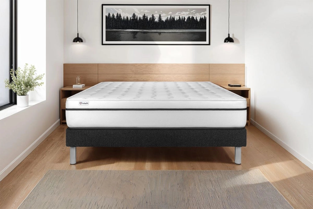 Letto con materasso VITAL SPA 135 x 190 cm Rete Kit Nero