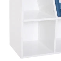 Libreria Panca 2 in 1, Design Contemporaneo, con 6 Scomparti, 3 Cuscini Inclusi, 102L x 30P x 61A cm, Bianco e Blu
