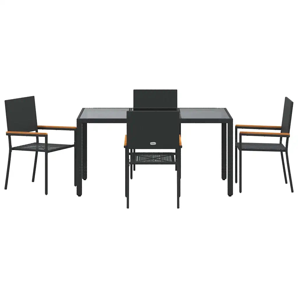 Set da Pranzo per Giardino 5 pcs Nero polyrattan 3365390