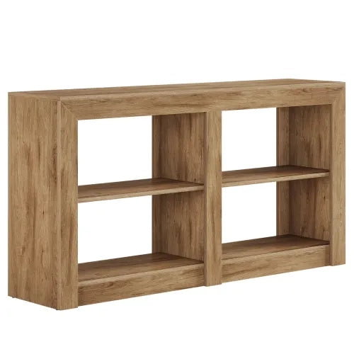 Consolle a tre livelli con ripiani aperti in MDF marrone per ingresso e soggiorno dal design rustico 150 × 35 × 85 cm