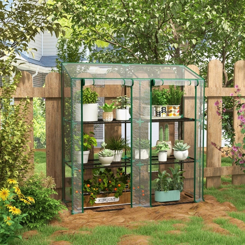 SERRE Mini a 3 livelli 143x46x141/151 cm in acciaio e PVC trasparente