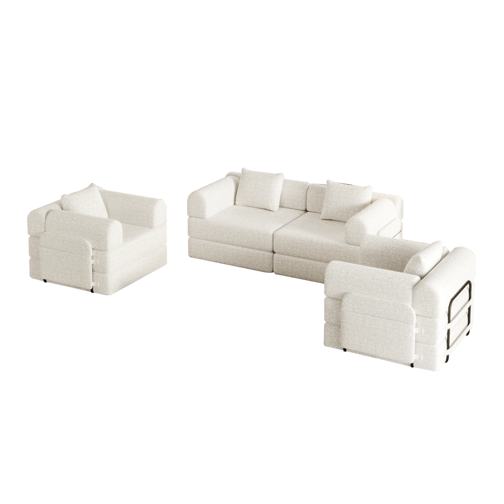 Divano Letto 2 in 1 con Vano Contenitore ¨C MINIMAL ¨C Chenille, Struttura Metallo