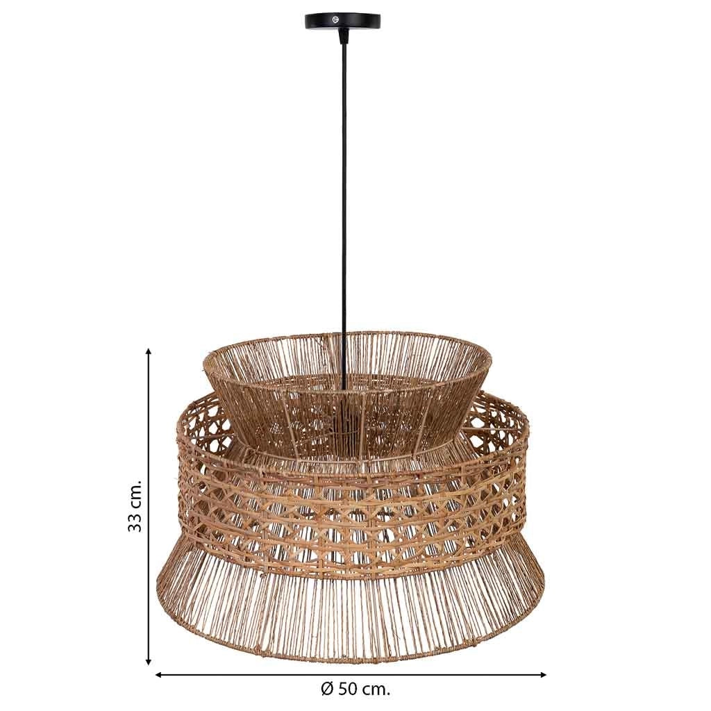 Lampada da soffitto in rattan e juta marrone D50x33h cm