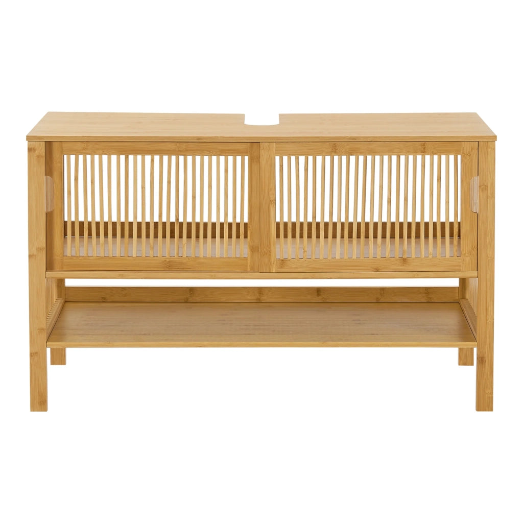 Mobiletto sottolavabo per bagno design bambù 60 x 100 x 45 cm finitura naturale 03_0009979