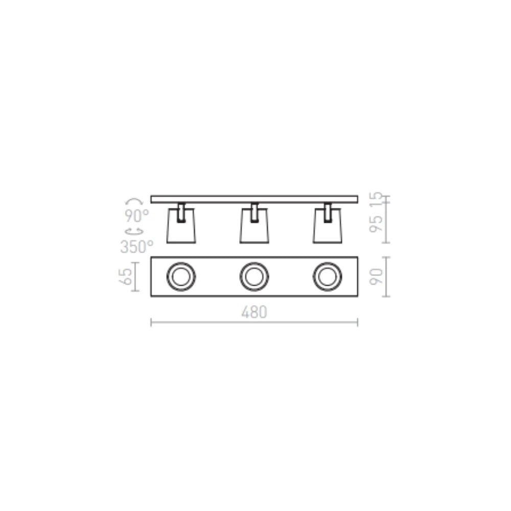 Faretto KENNY III plafoniera/applique nero/oro  230V GU10 3x35W