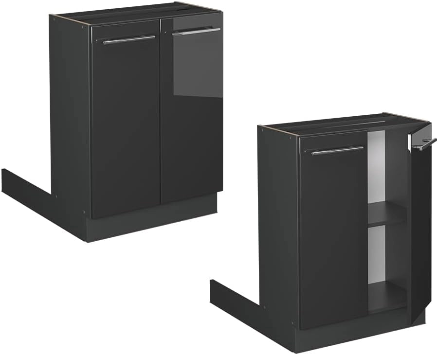 isola cucina Fame-Line, Antracite lucido, 60 cm senza piano di lavoro