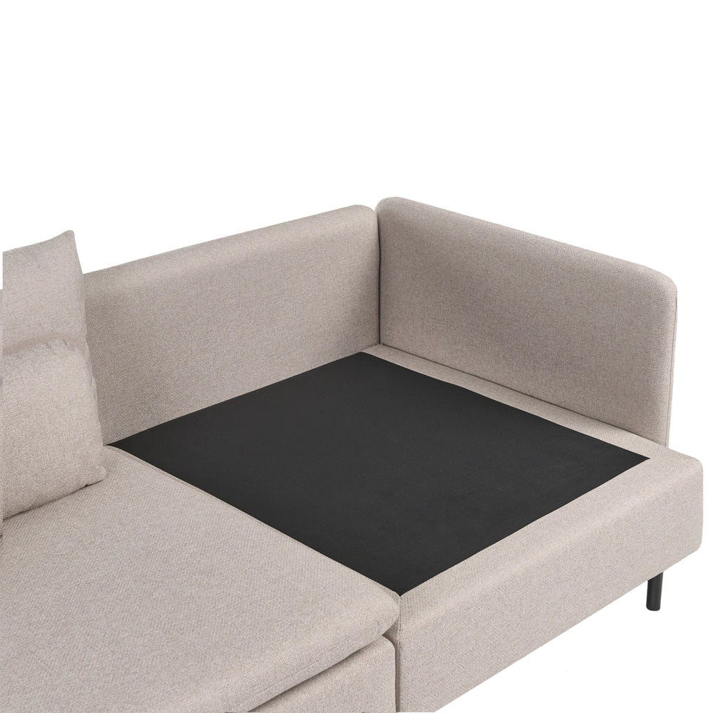 Divano componibile a 3 posti in tessuto tre elementi angolari beige stile moderno