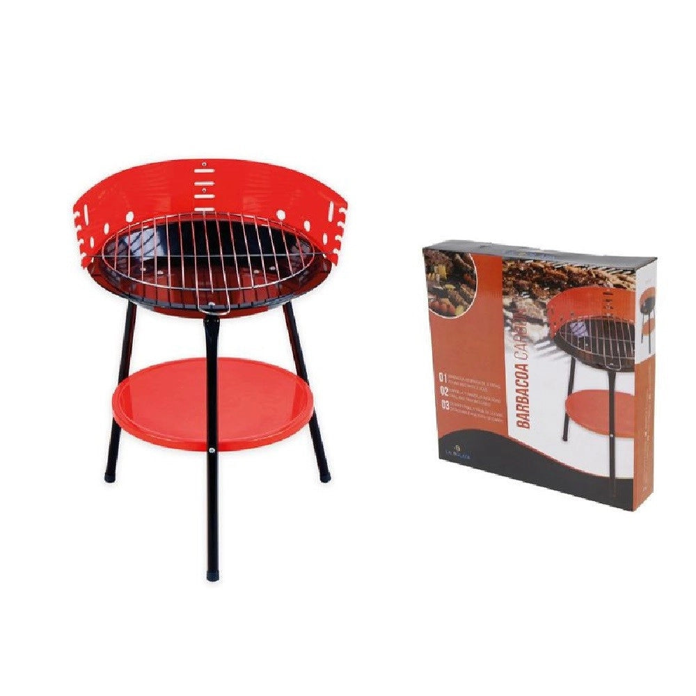 Trade Shop - Barbecue A Carbone Carbonella Bbq Grill Metallo Con Paravento Griglia 36x53.5cm -