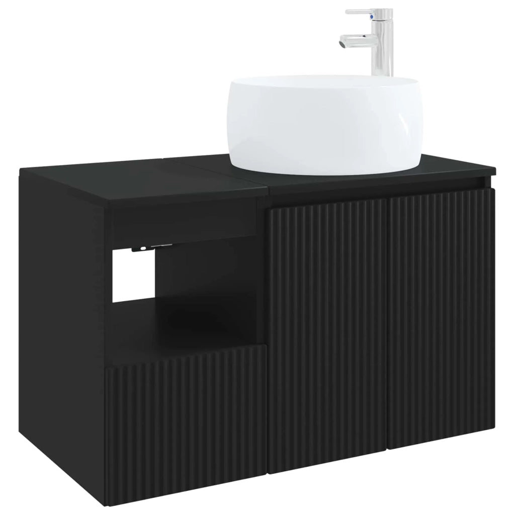 Set di mobili per il bagno 2 pz Nero Legno ingegnerizzato 3404095