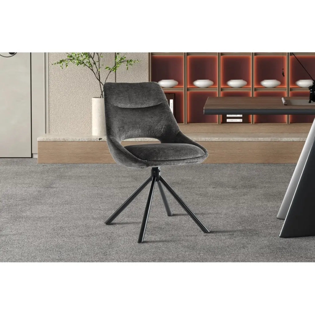 Set di 2 sedie YUMENA – Tessuto grigio – Gambe in metallo – Design compatto – Eleganza sobria e contemporanea