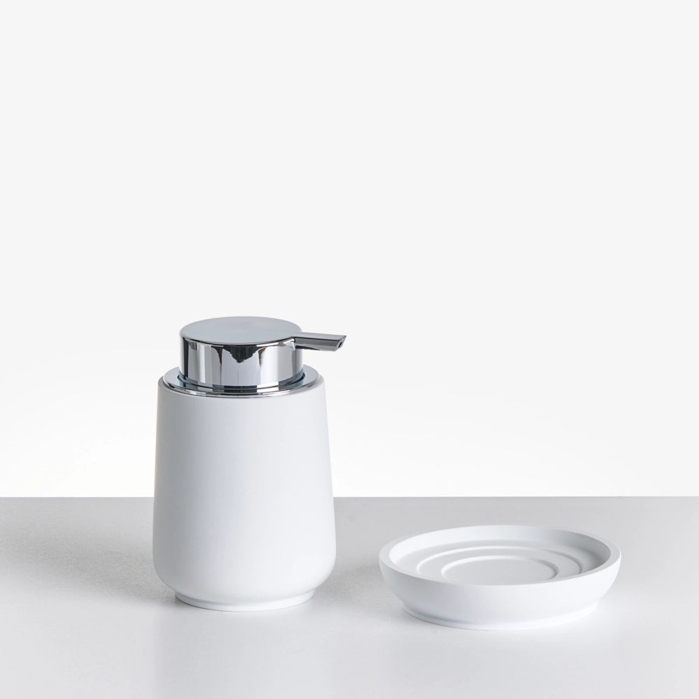 Set di 4 accessori in poliresina bianca per il bagno stile elegante semplice