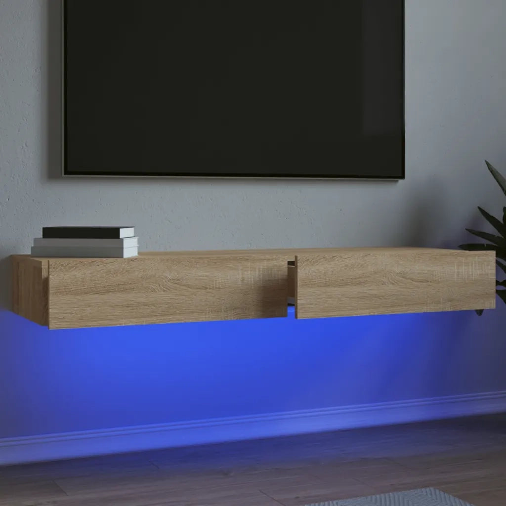 Mobili Porta TV con Luci LED 2pz Rovere Sonoma 60x35x15,5 cm 842891