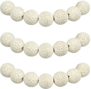 Collana con perle 8mm 45 pezzi Diffusore per olii essenziali Pietra lavica bianca con foro Perle naturali rotonde singole per la creazione di gioielli Bracciali Collane