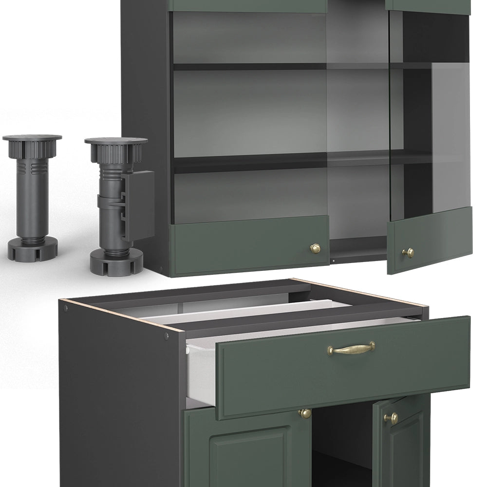 Cucina completa Fame-Line Verde-oro rustico/Antracite 140 cm, PL Rovere Vicco