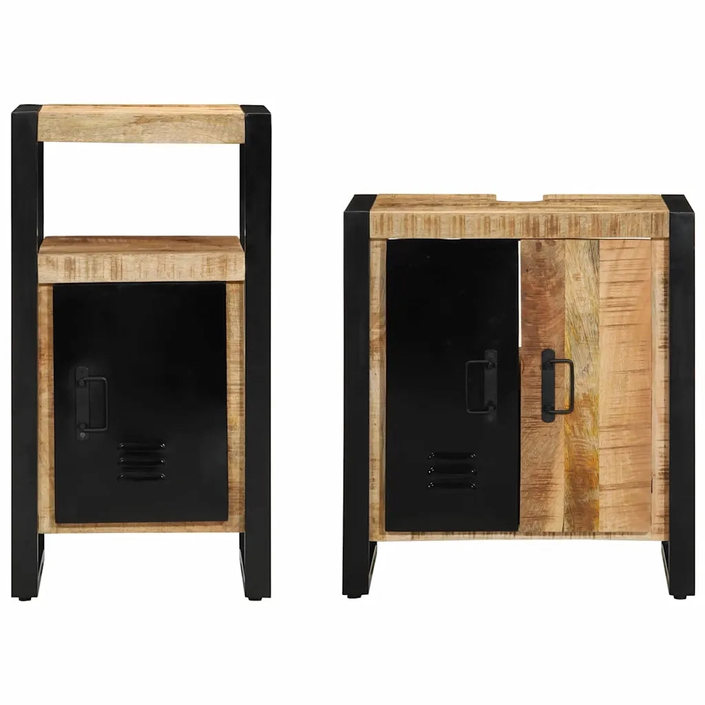 vidaXL Set di mobili per il bagno 2 pcs Legno di mango solido e grezzo