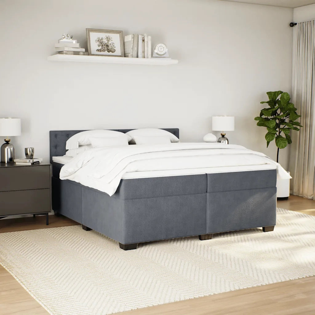 Giroletto a Molle con Materasso Grigio Scuro 200x200 cm Velluto 3288715