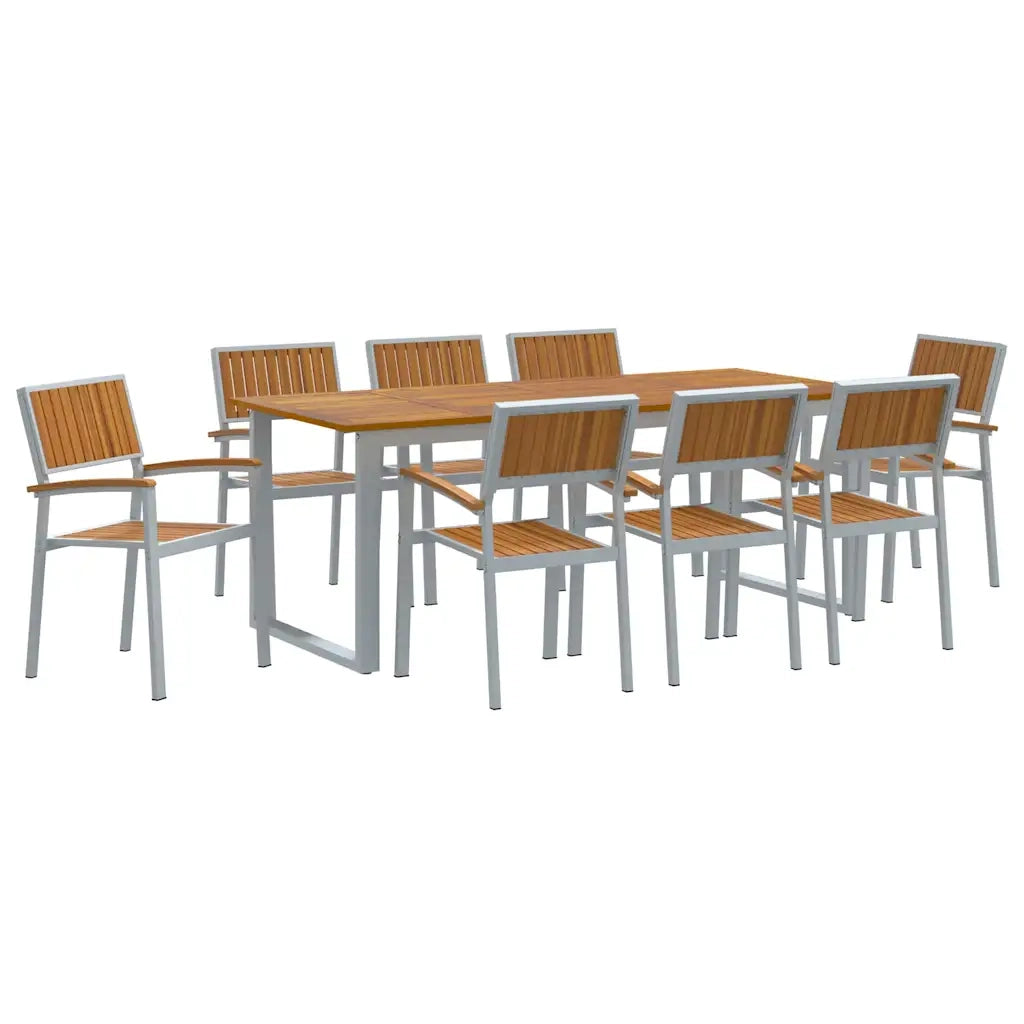 Set da Pranzo per Giardino 9 pcs Grigio 3284358