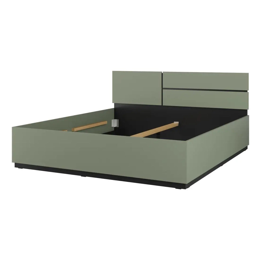 Letto HAVANA 180x200 verde salvia e nero con doghe – Comfort XL e stile moderno per la tua camera