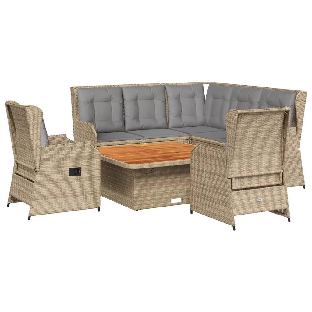 Set Divani da Giardino 6 pz con Cuscini in Polyrattan Beige 3262613