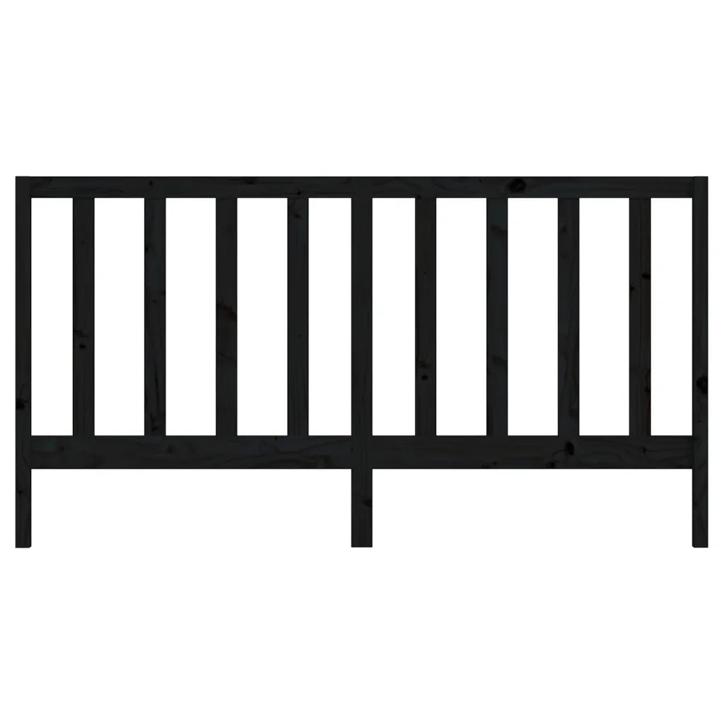Testiera per Letto Nera 186x4x100 cm in Legno Massello di Pino 817709