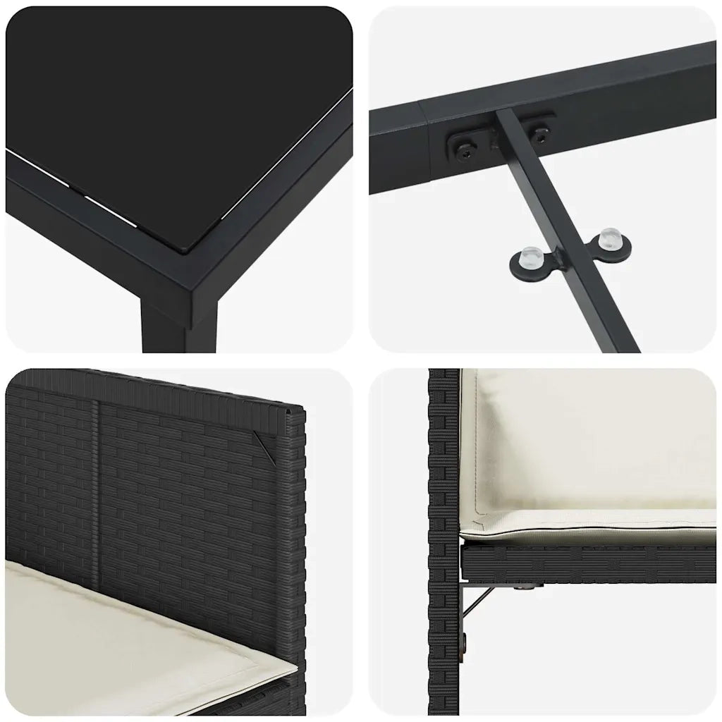 Set da Pranzo per Giardino 5 pcs Nero polyrattan 3380687