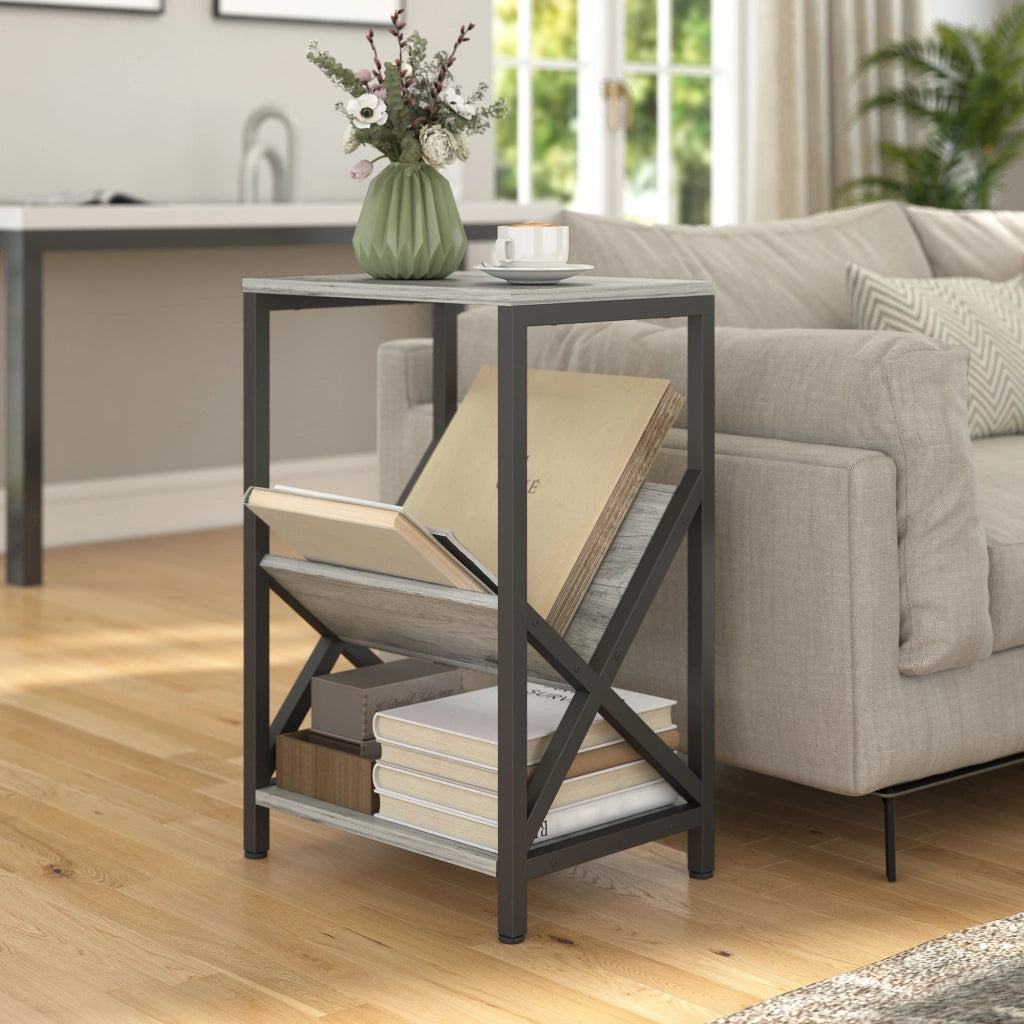 Tavolino da salotto con ripiani ¨C zephmum ¨C grigio scuro 40x30x61 cm