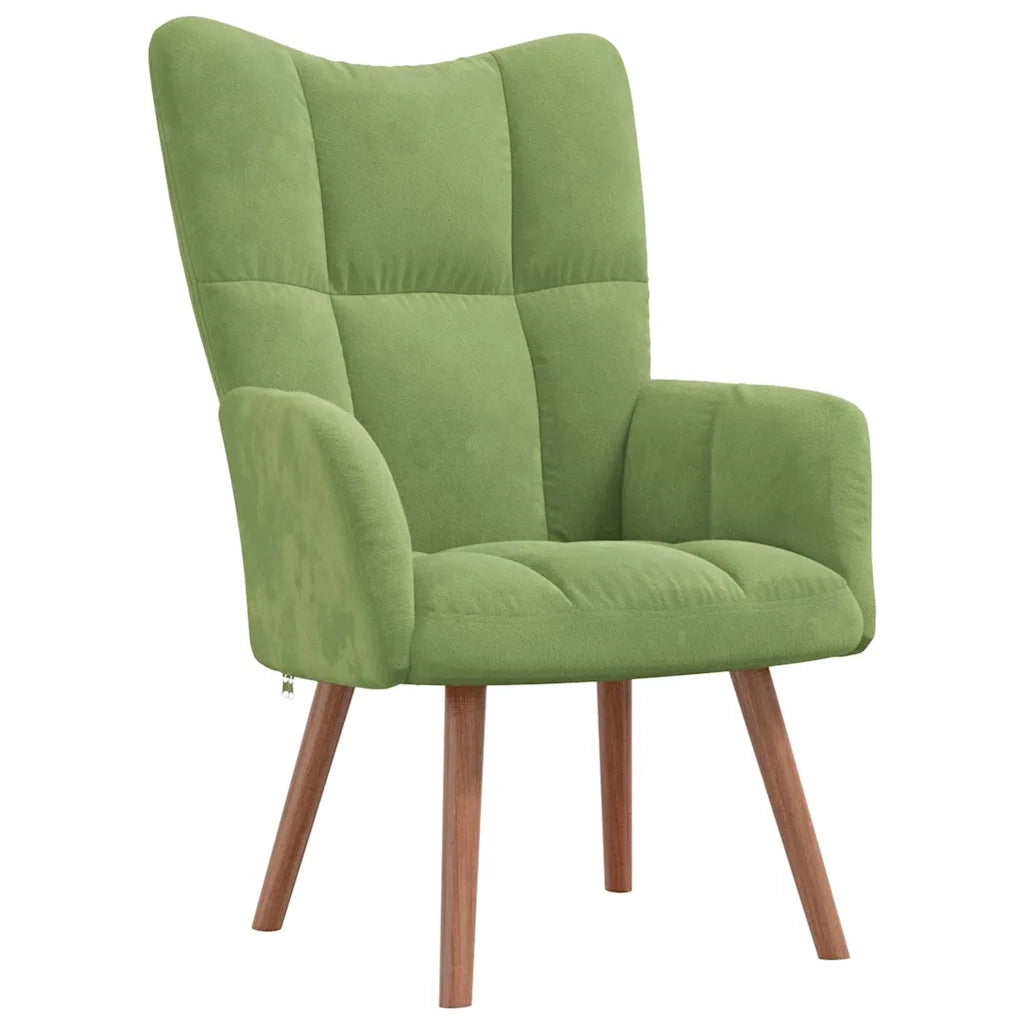 Divano Sedia-Poltrona Relax con Poggiapiedi Verde Chiaro in Velluto 365099