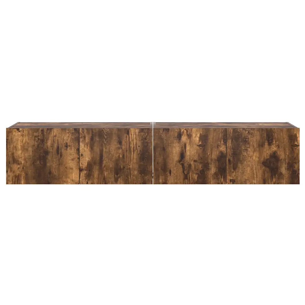 Mobili TV a Parete con Luci LED 2pz Rovere Fumo 80x35x31 cm 837290