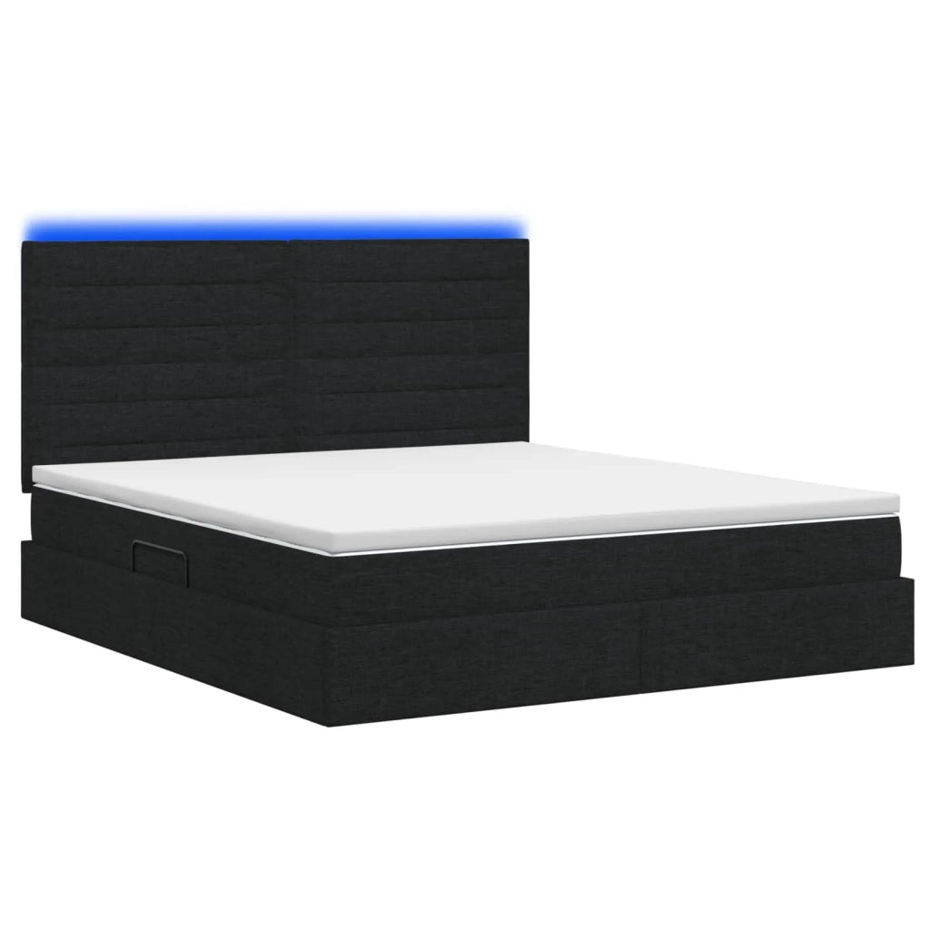 Letto con contenitore LED e materasso Nero 160 x 200 cm Tessuto 3459893