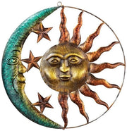 Decorazione per parete in metallo - Sole e Luna - Scultura unica per parete - 29 cm - Arte celeste - Per interni ed esterni - Decorazione decorativa per parete