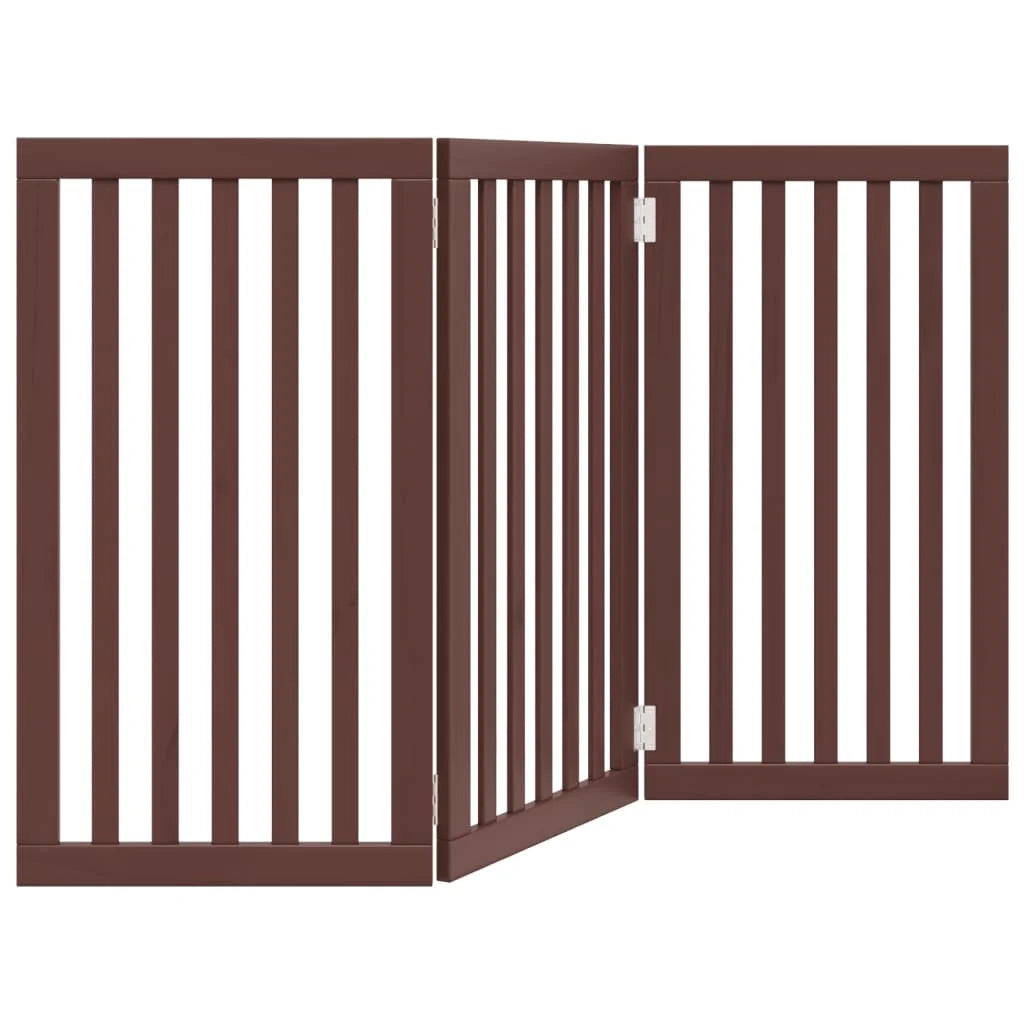 Cancelletto di sicurezza pieghevole per cani a 3 pannelli 150 cm legno di pioppo marrone 02_0023064