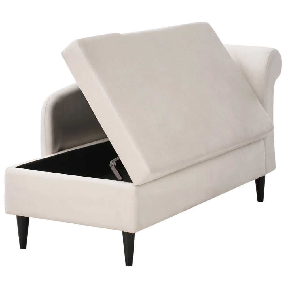 Chaise longue Rivestimento in velluto Beige con contenitore a versione Destra con supporto