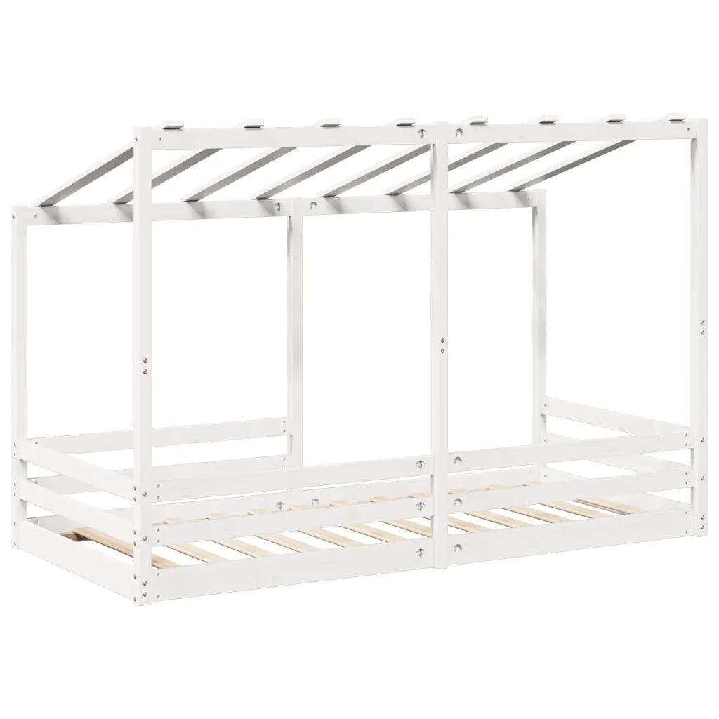 Letto per Bambini con Tetto Bianco 90x200cm Legno Massello Pino
