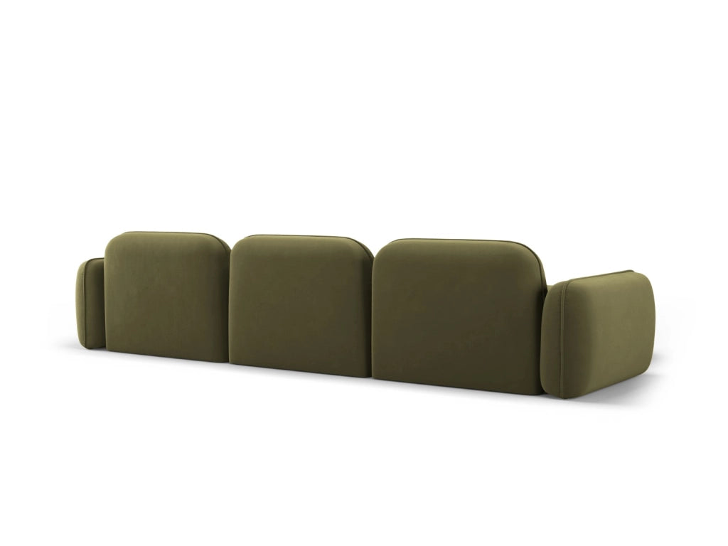 Cosmopolitan Design - Divano angolare modulare sinistro "Sydney" 4 posti in velluto verde chiaro 