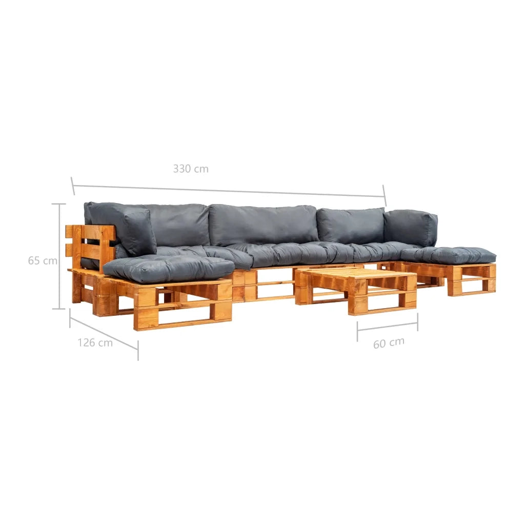 Set Divani da Giardino su Pallet 6 pz Cuscini Grigi in Legno 277467