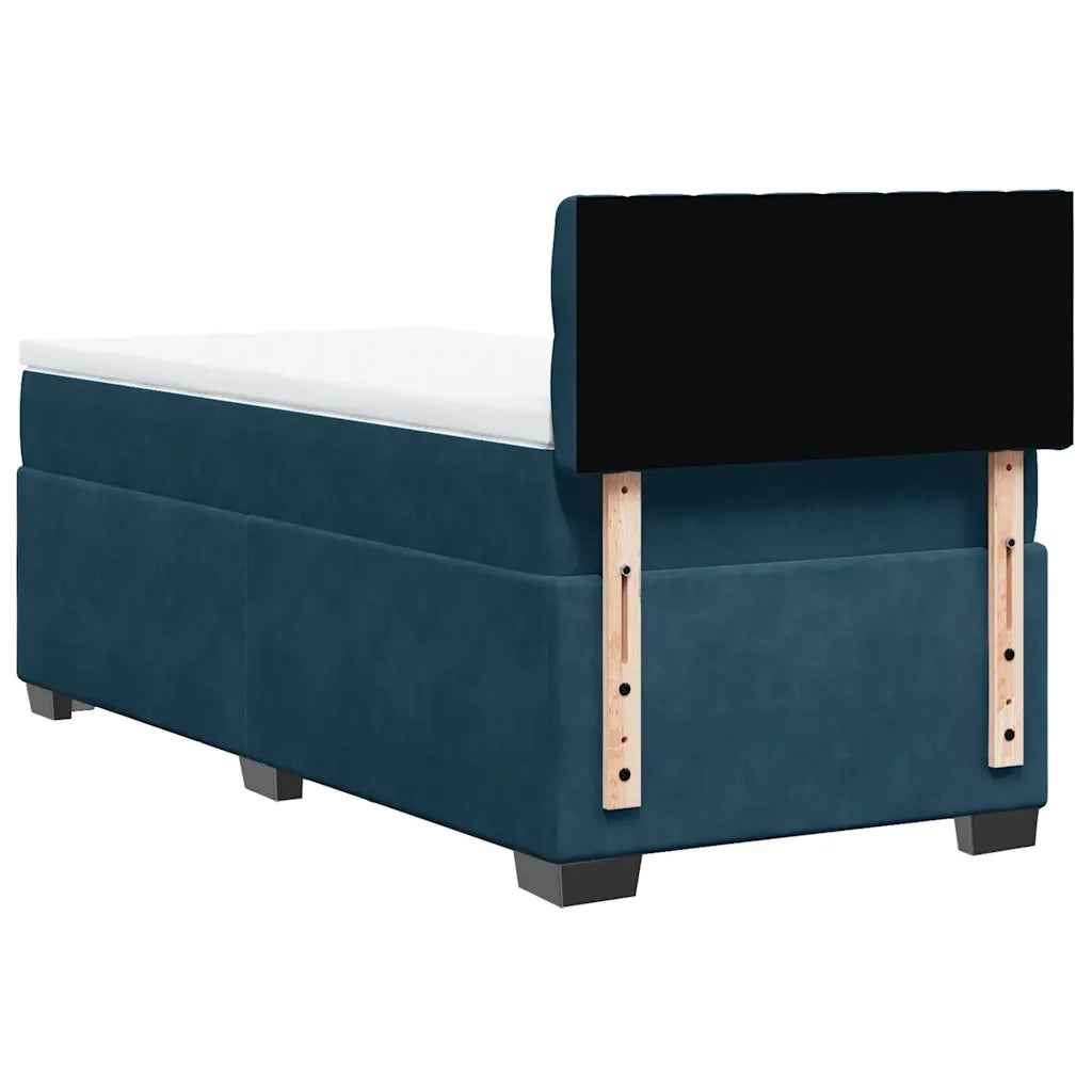 Giroletto a Molle con Materasso Blu Scuro 80x200 cm in Velluto