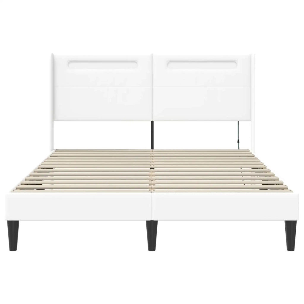 Struttura del letto con testiera Bianco 160 x 200 cm Similpelle
