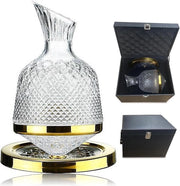 Karaf a Vino di Lusso con Rotazione Manuale - 360° Rotativo con Cristallo - Regalo di Matrimonio Festa di Compleanno Festa di Natale