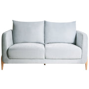 Divano a 2 posti Rivestimento in ciniglia azzurro Gambe in legno con braccioli Angolo lettura soggiorno Stile scandinavo moderno