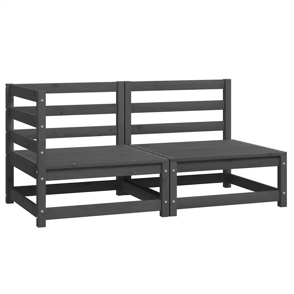 Salotto da Giardino-Set Divani da Giardino 2 pz Grigio in Legno Massello di Pino 963769