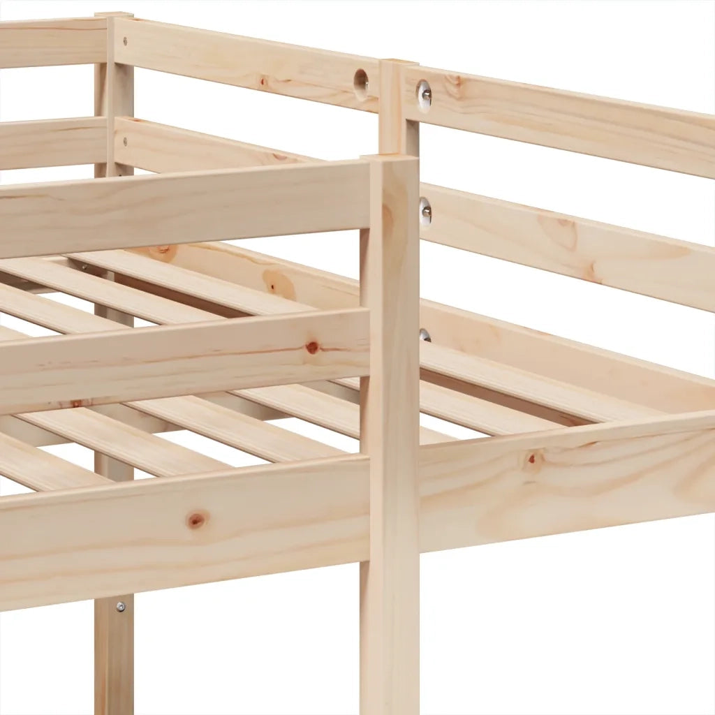 Letto da camera | Giroletto Castello Triplo 140x200/70x140cm Legno Massello Pino