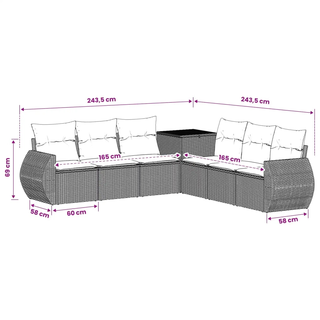 Set di divani 7 pz Beige e Grigio Chiaro 3448829