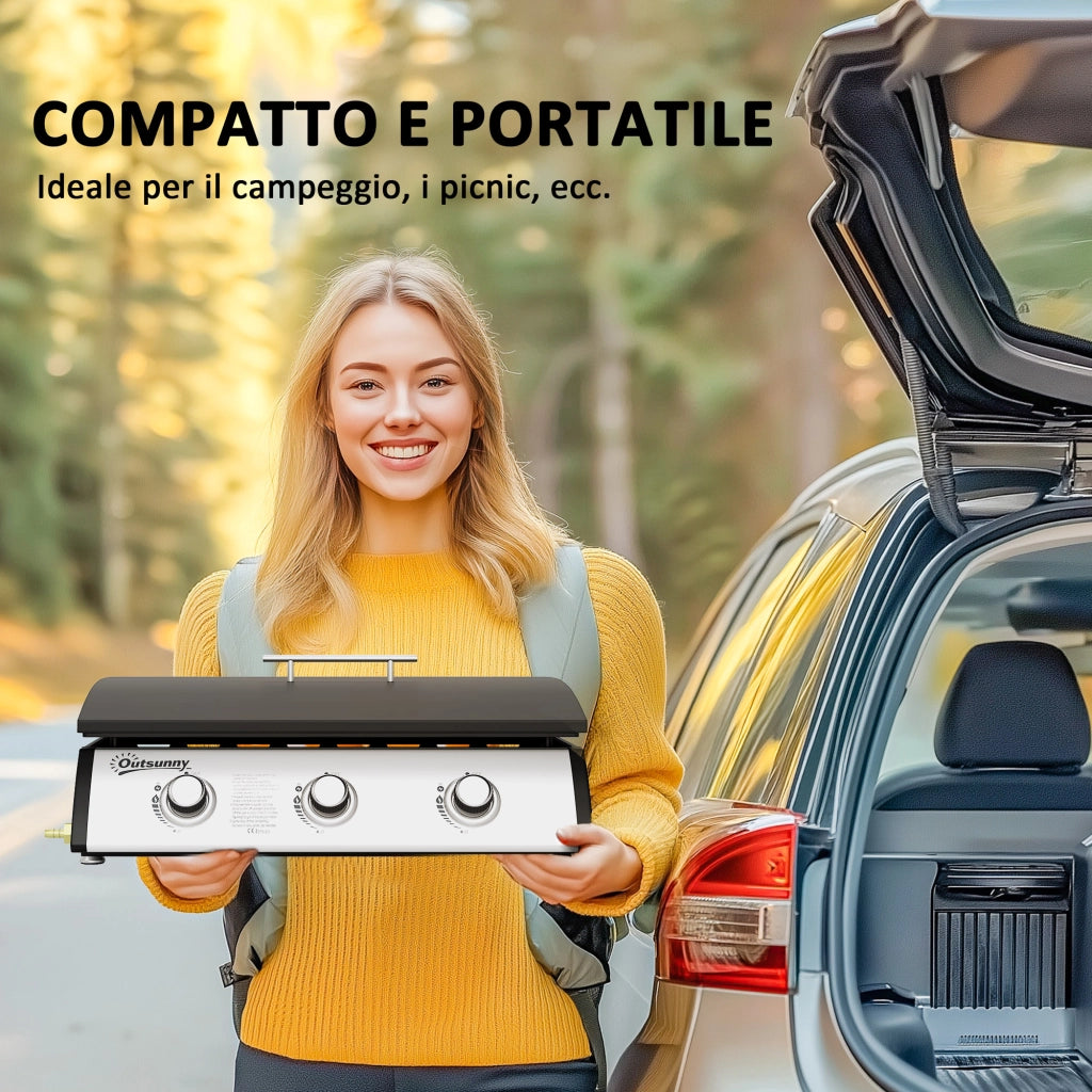 Piano cottura a gas 3 fuochi smaltato ¨C zephmum ¨C Nero 7.5kW