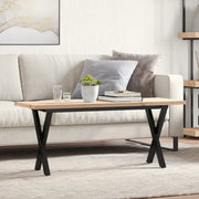 Tavolino Salotto Telaio a X 110x40x45,5 cm Legno Pino e Acciaio