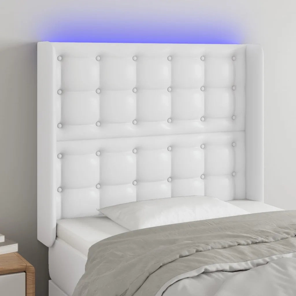 Testiera a LED Bianco 93x16x118/128 cm in Similpelle 3124127
