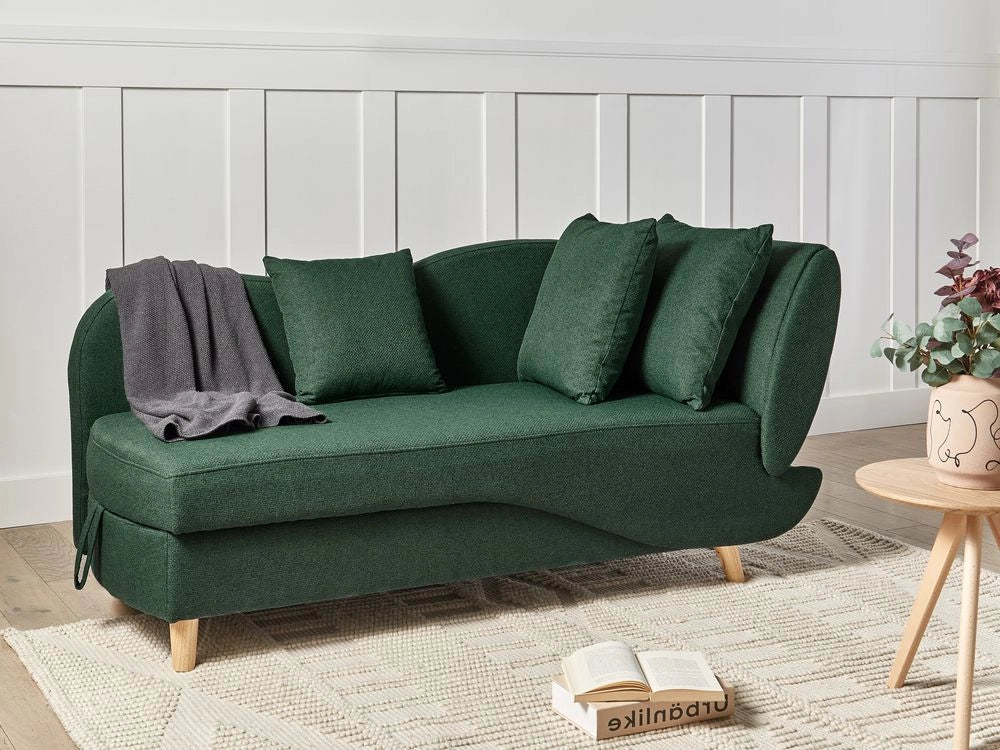 Chaise longue a destra in tessuto verde con contenitore per riporre gli oggetti Soggiorno moderno