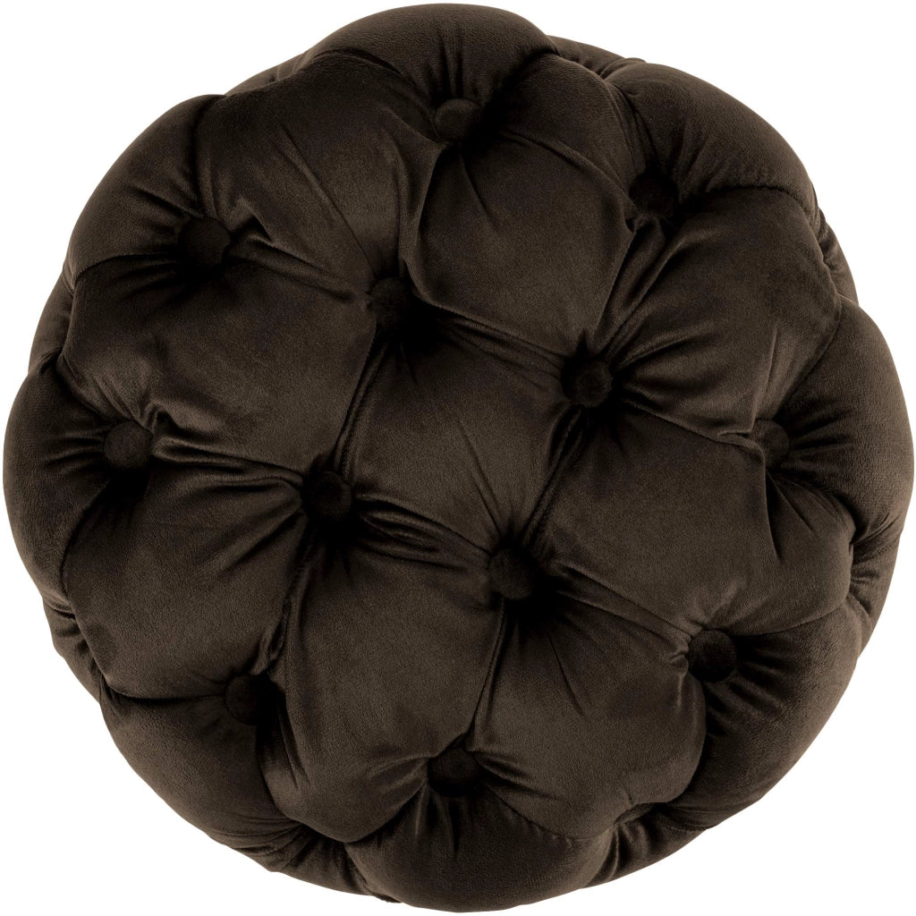 Pouf Drancy in velluto trapuntato marrone scuro,M