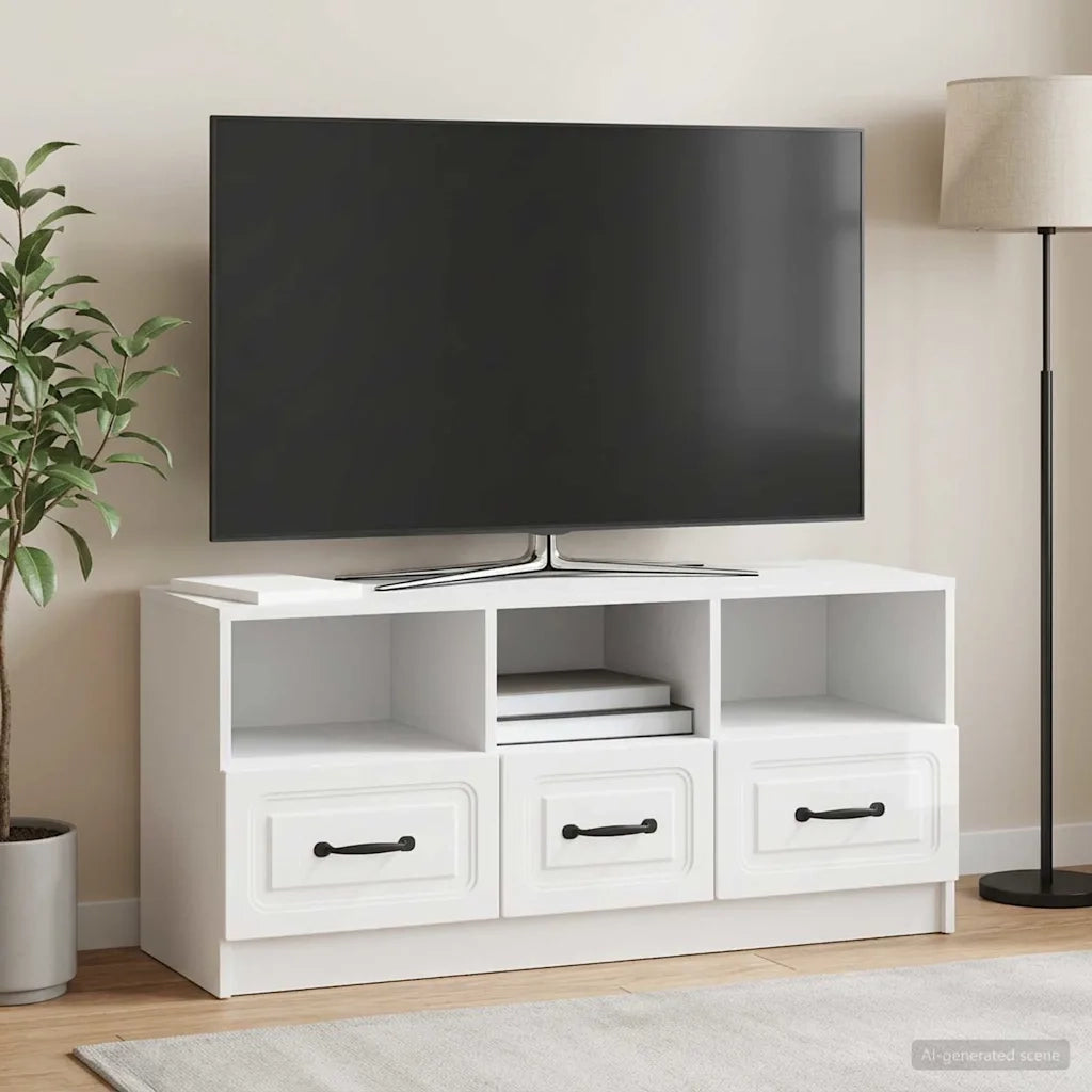 Mobile TV Bianco Lucido 102 x 34,5 x 47 cm Legno ingegnerizzato 895829