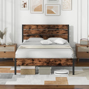 Struttura Letto Matrimoniale 200X140 cm, Letto a Piattaforma in Metallo con Testiera Alta, Doghe in Metallo e Barra Silenziosa, Carico Massimo 500 kg